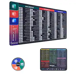 Oumilen - Office Shortcut Mouse Pad - 35.4" × 15.7" Oversized Extended Desk Mat with Excel, Word, PPT Shortcuts for Office Workers - Black