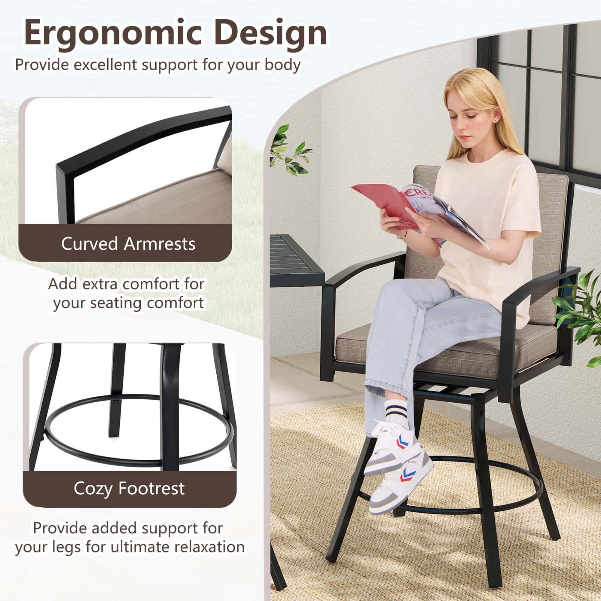 Ergonomic Design: Provide excellent support for your body. Curved Armrests: Add extra comfort for your seating. HD Cozy Footrest: Provide added support for your legs for ultimate relaxation.