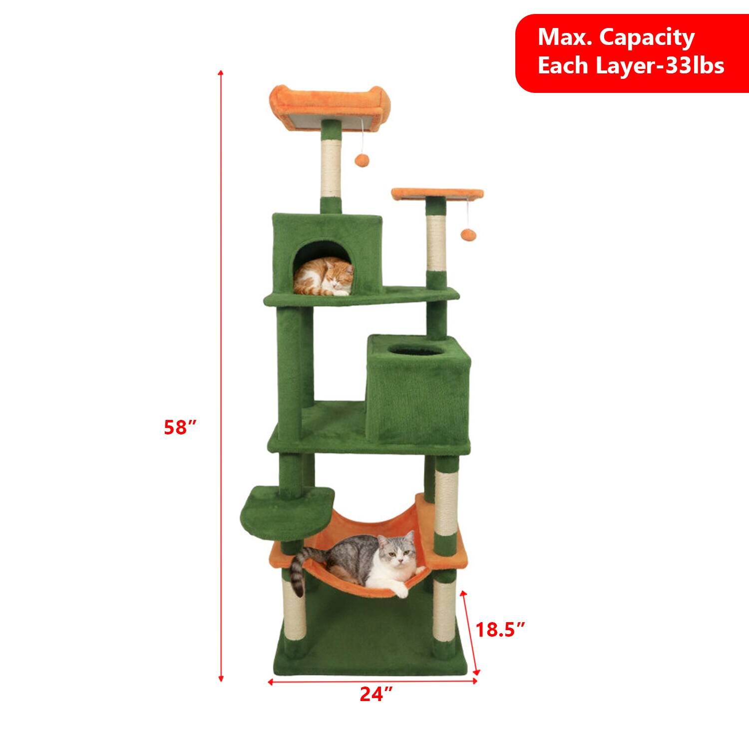 Max. Capacity Each Layer-33lbs  
58"  
18.5"  
24"