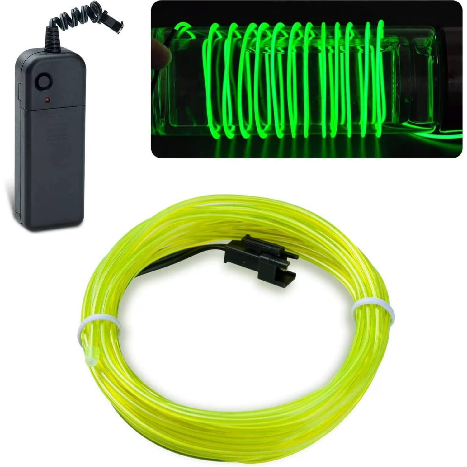 Angle. Home Collection - 16.4Ft Battery Powered Neon LED EL Wire String Light Fluorescent Green - Fluorescent Green.