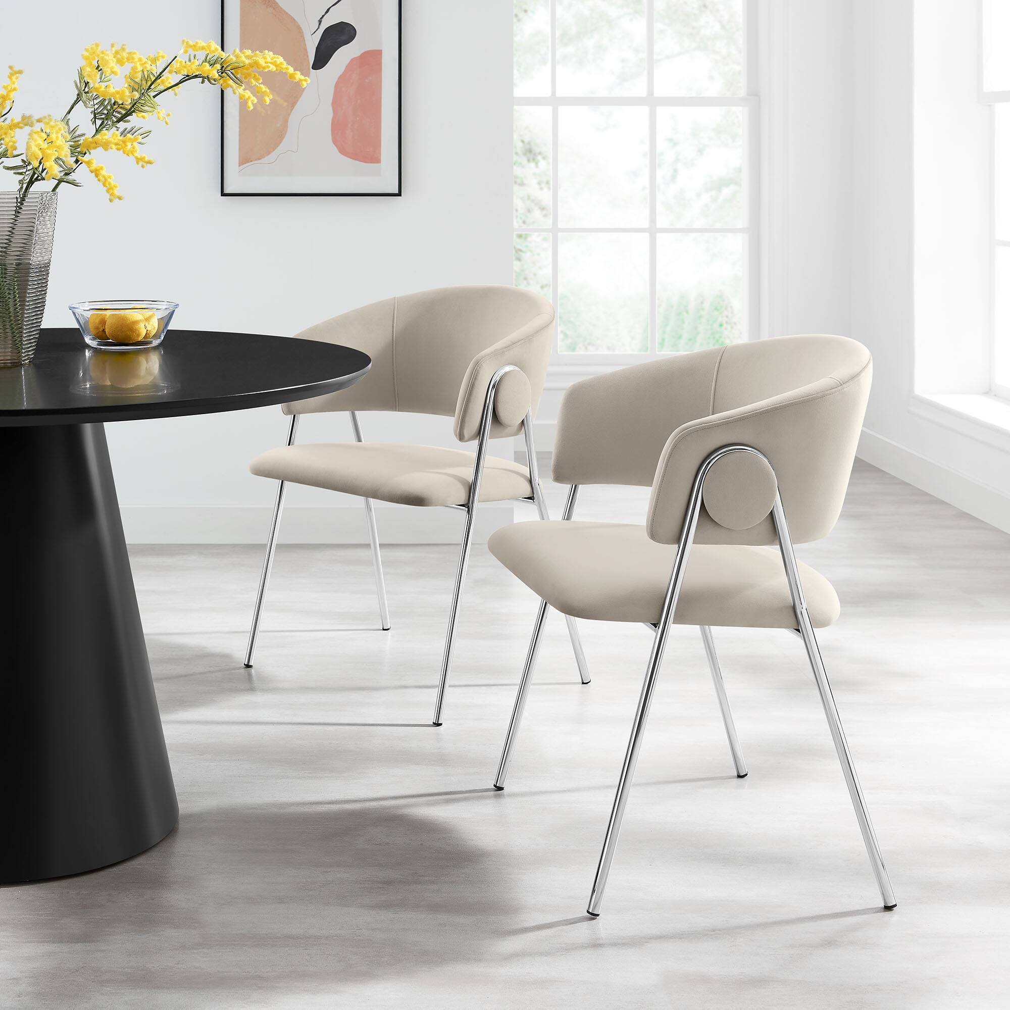 Alt View 6. Modway - Nella Upholstered Performance Velvet Dining Chair Set of 2 by Modway - Silver.