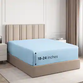 CGK Linens - Extra Deep Pocket Elasticized Fitted Sheet Only - Fits 18"-24" Mattresses - Twin XL - Light Blue