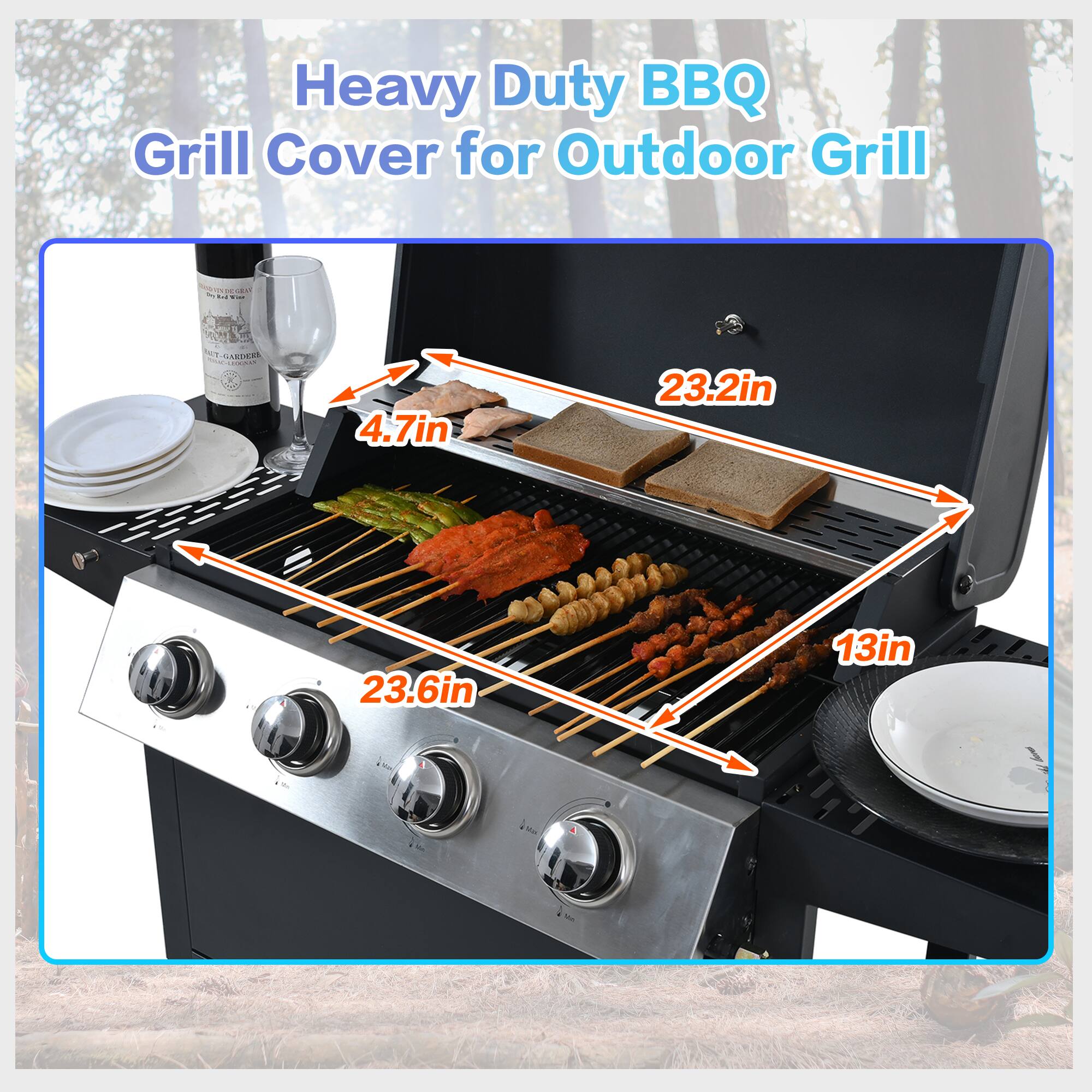 Heavy Duty BBQ Grill Cover for Outdoor Grill

- 4.7in
- 23.2in
- 23.6in
- 13in