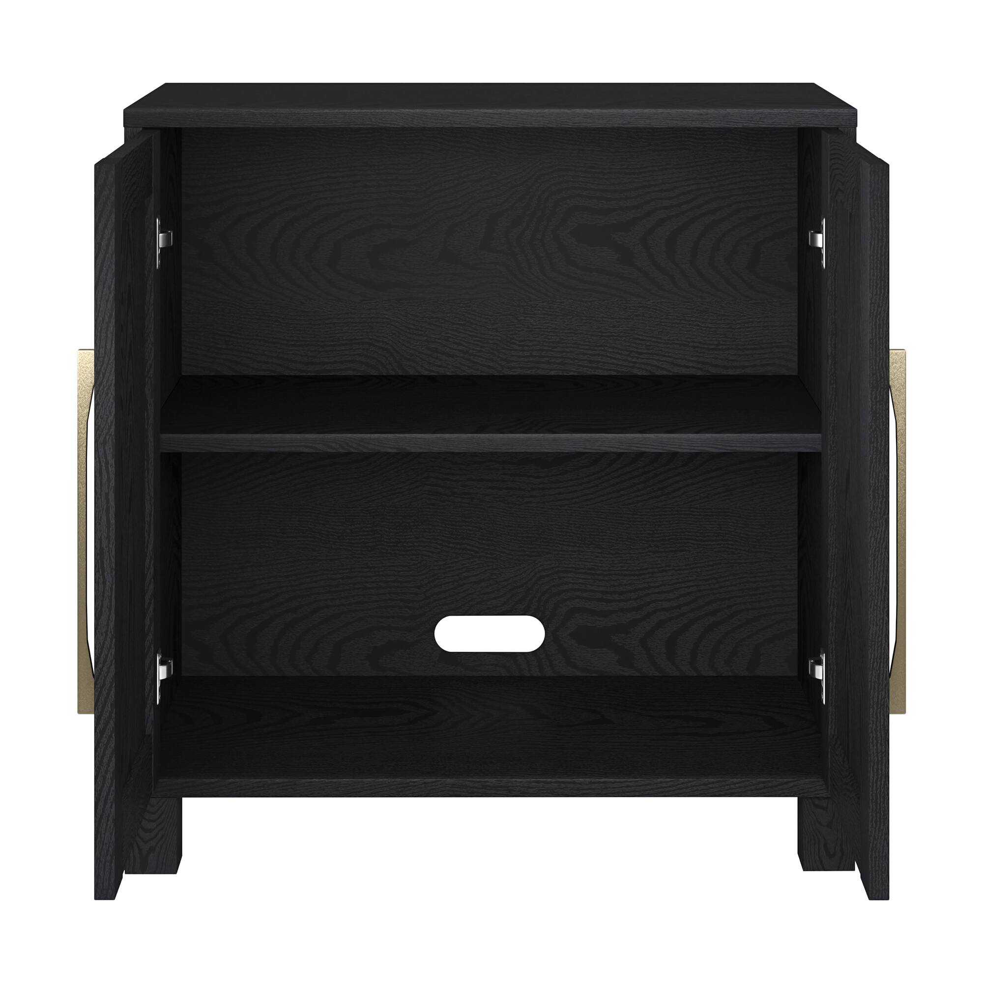 Back. Hudson&Canal - Chabot 28" Wide Rectangular Accent Cabinet - Black.