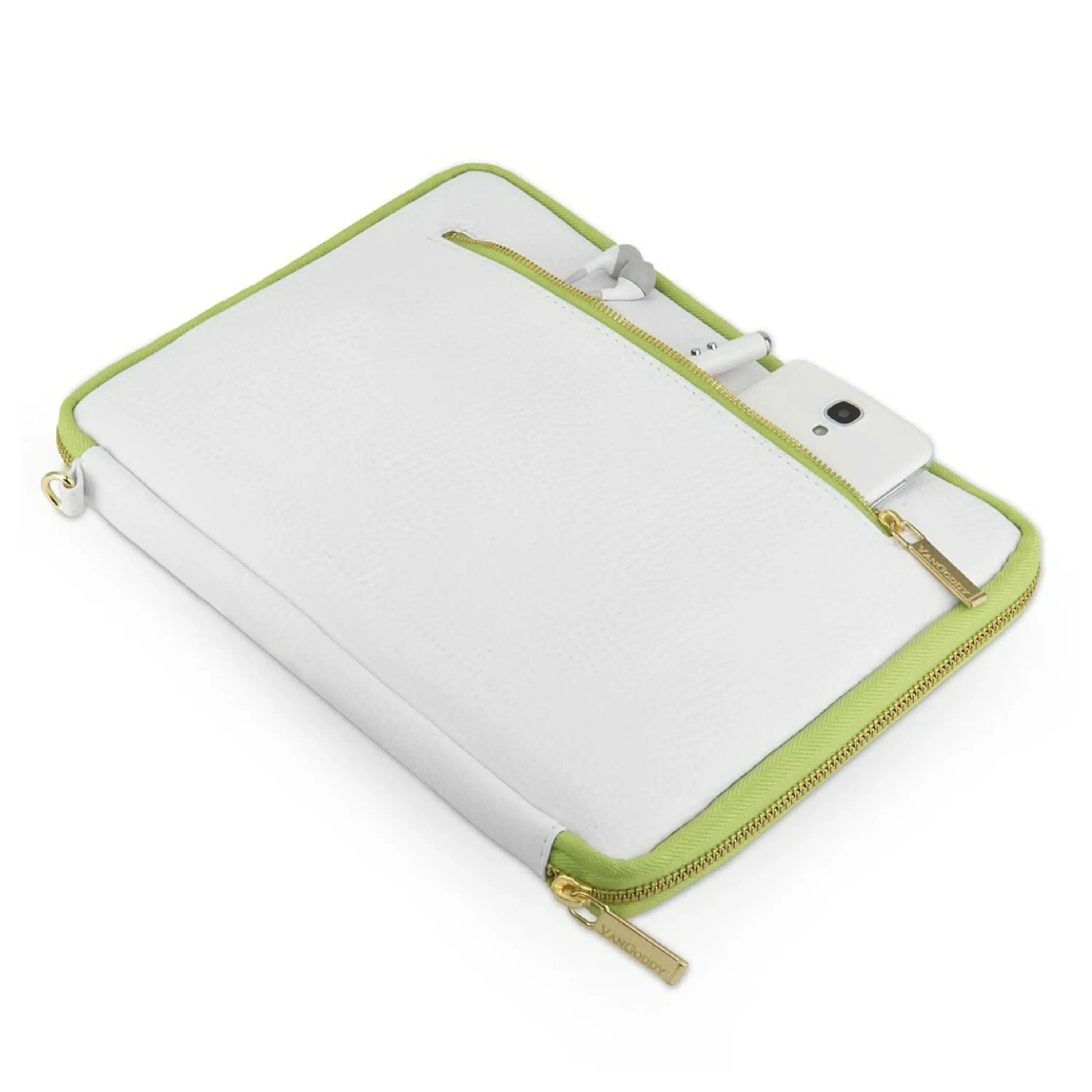 Alt View 1. Kitcheniva - Tablet Leather Sleeve Pouch Case Carry Bag For 11" Google Pixel Tablet - White/Lawn Green.