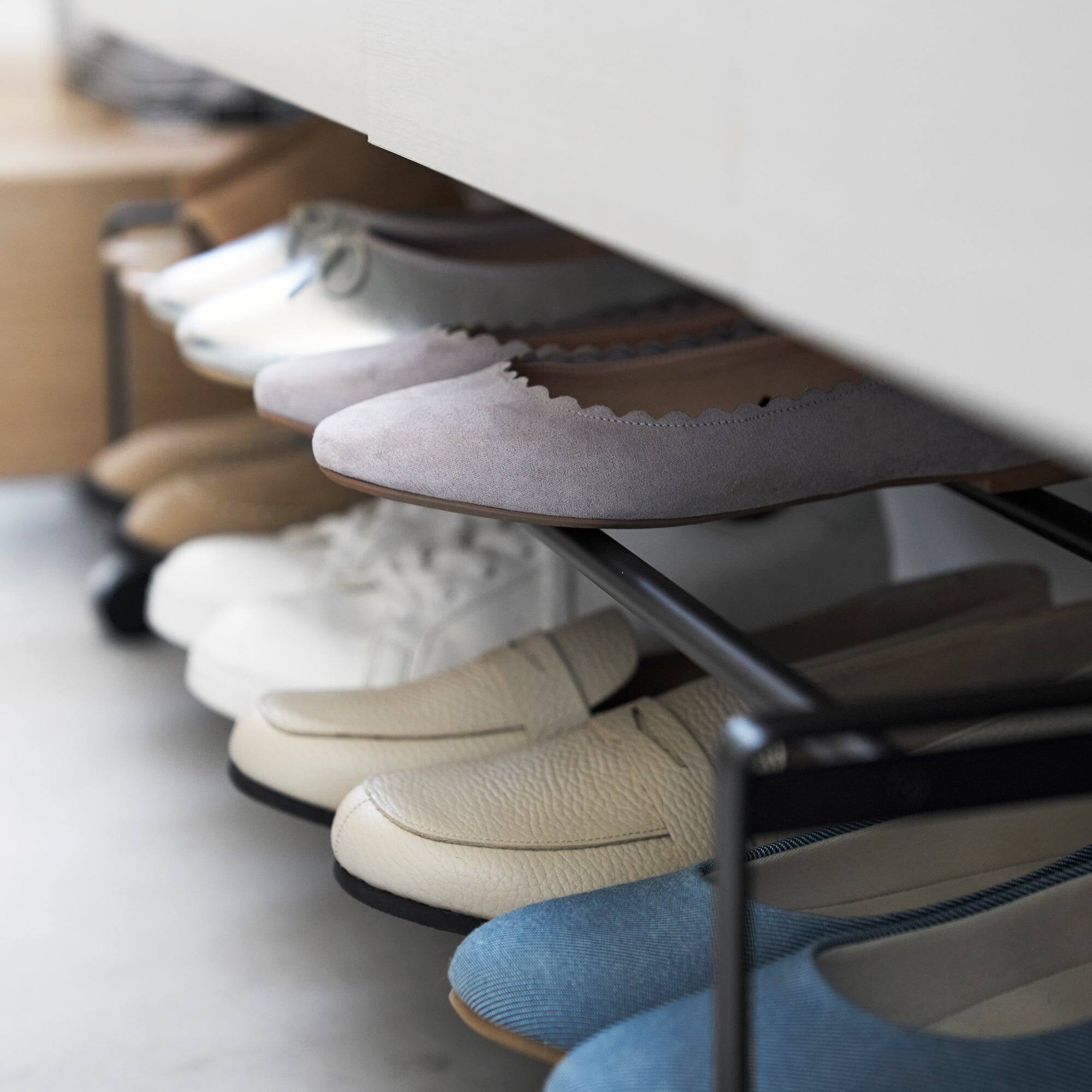 Alt View 8. Yamazaki Home - Two-Tier Rolling Shoe Rack (" H)  - Steel - Black.