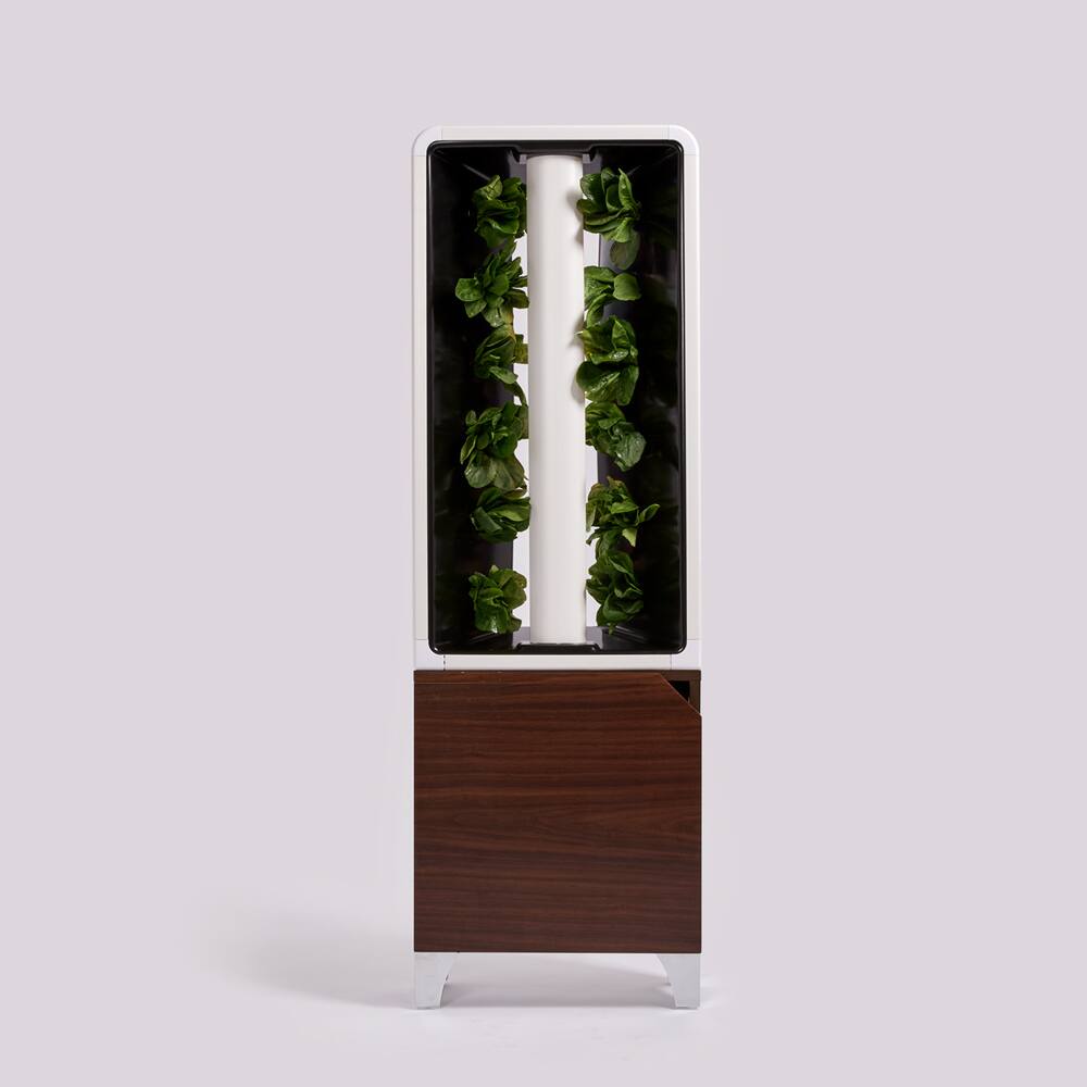 Angle. Just Vertical - EVE Tower Garden | Hydroponic Growing System | Grow Fresh Herbs & Vegetables Year-Round | Fully Assembled - Walnut.