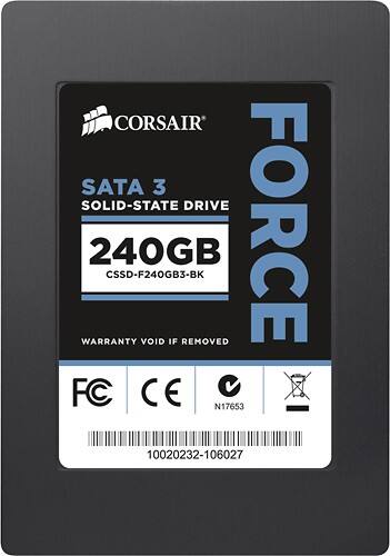 Front Standard. Corsair - Force 3 240 GB 2.5" Internal Solid State Drive.