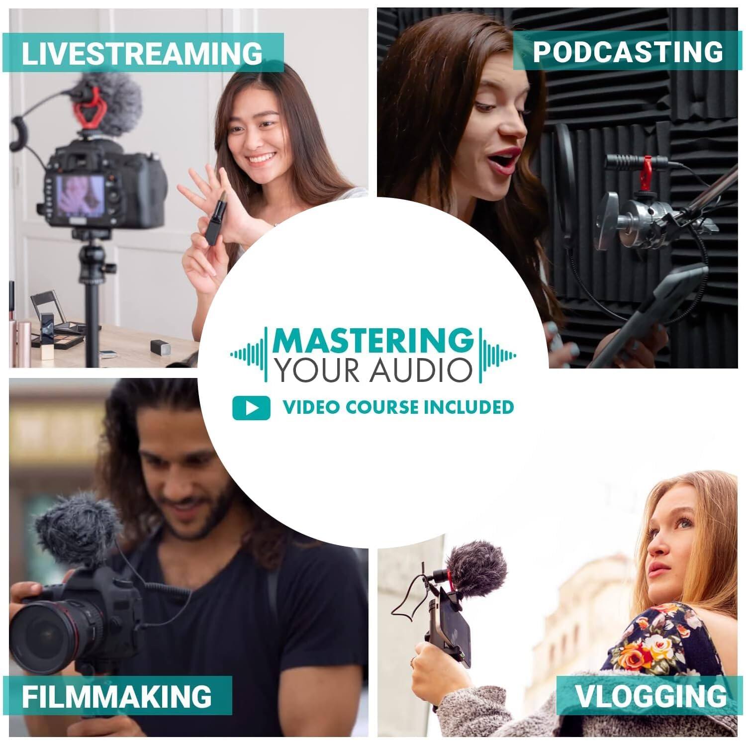 LIVESTREAMING  
PODCASTING  
MASTERING YOUR AUDIO VIDEO COURSE INCLUDED  
FILMMAKING  
VLOGGING