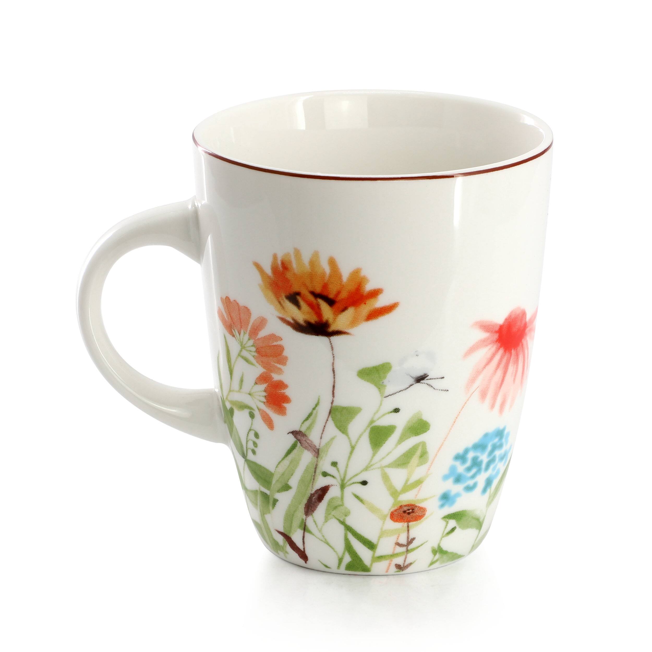 Alt View 4. Elama - Elama Wildflower Meadow 16 Piece Stoneware Dinnerware Set in White and Multi - White and Multi.