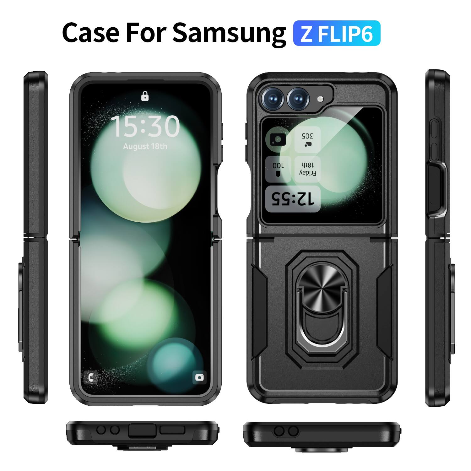 Dteck for Samsung Galaxy Z Flip6/7 FE Heavy Duty Case with Foldable ...