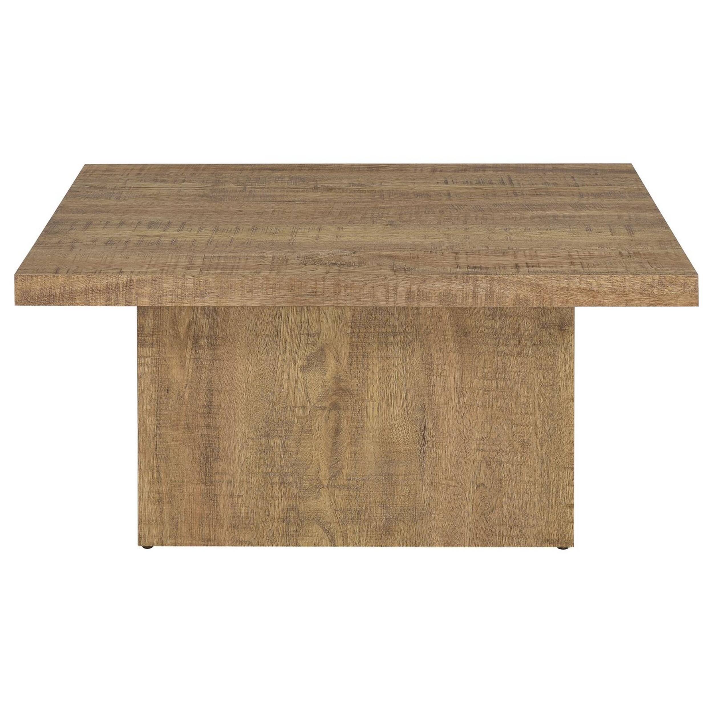 Angle. Manhattan Lane - Ody 34 Inch Square Coffee Table, U Shaped, Sheesham Wood, Auburn - Brown.