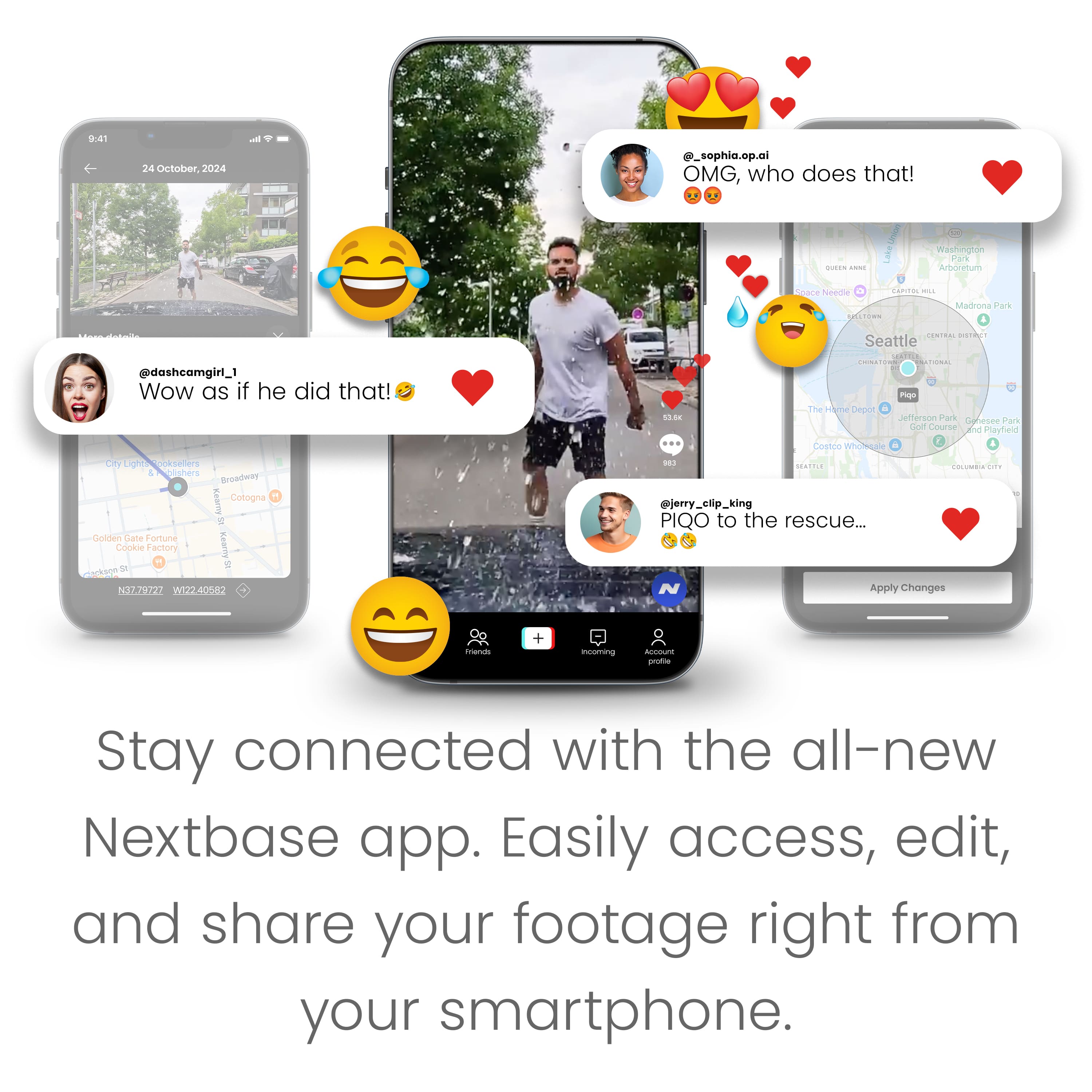 Stay connected with the all-new Nextbase app. Easily access, edit, and share your footage right from your smartphone.