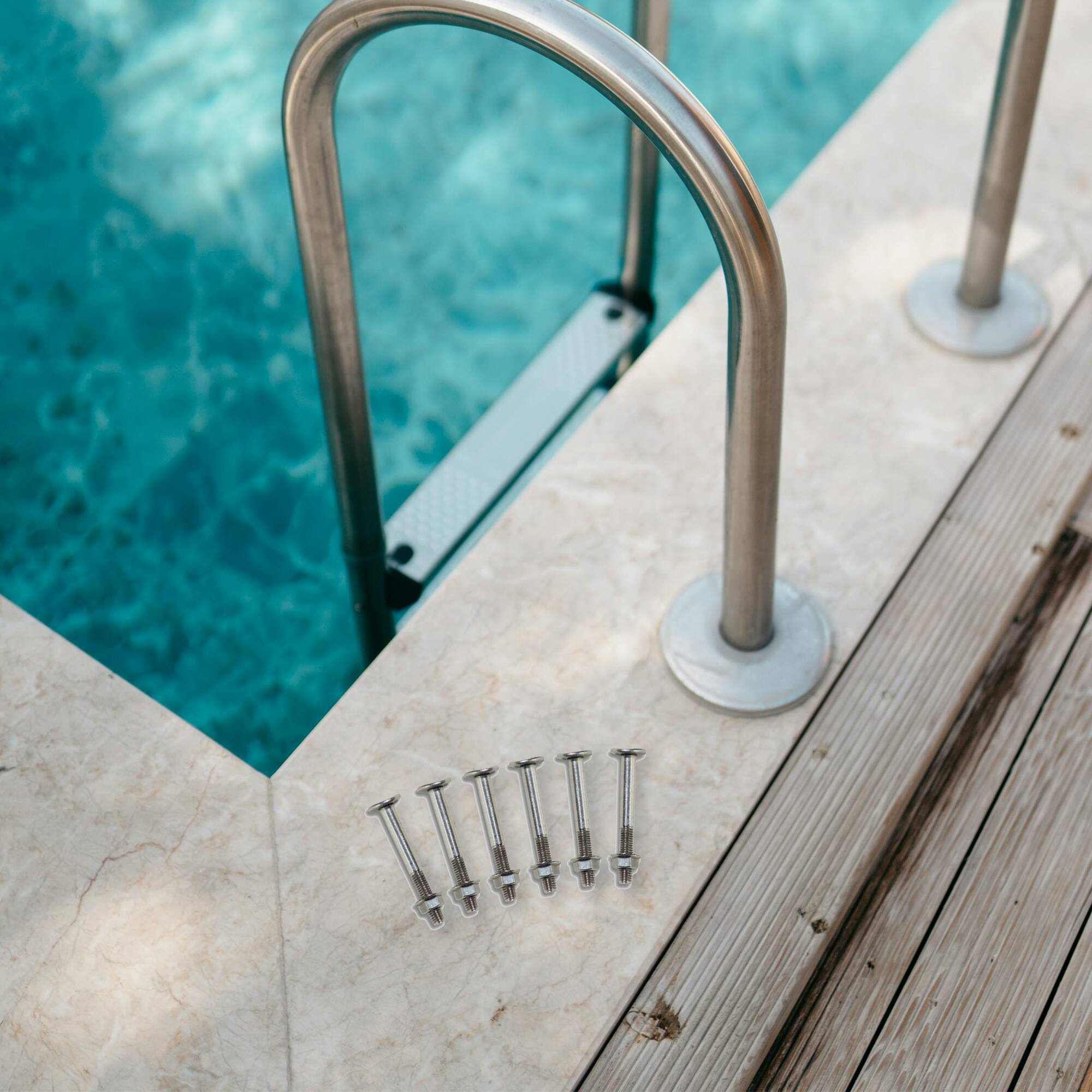 Alt View 3. Swim Central - Set of 6 HydroTools Stainless Steel Swimming Pool Ladder Bolts 3" - Stainless-Steel.
