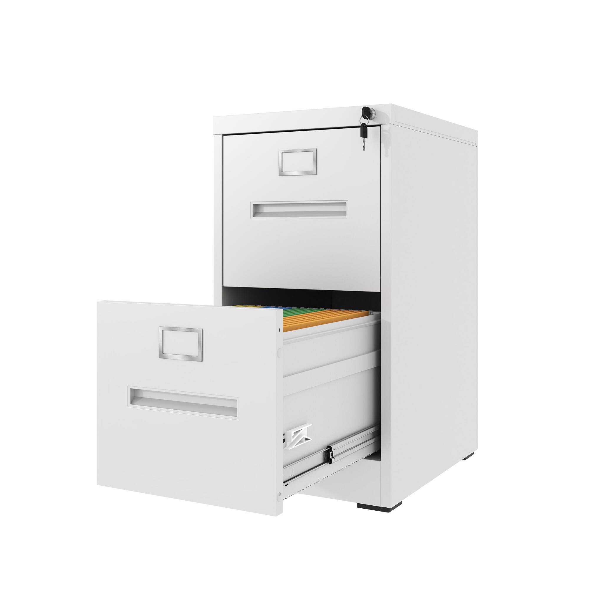Angle. APRILSOUL - 2 Drawer File Cabinet with Lock Metal Vertical File Cabinet Office Home, A4 Legal/Letter Size Narrow File Cabinet Locked.