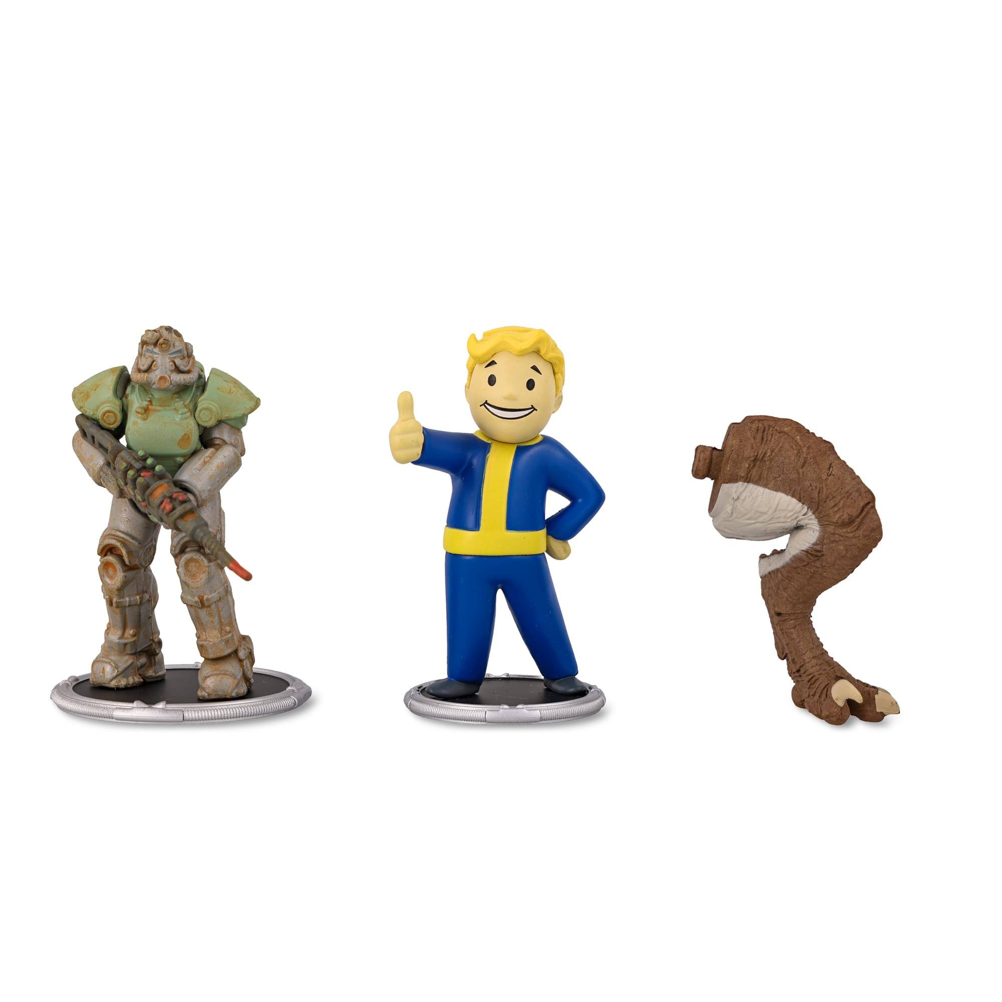 Front. Toynk - Fallout T-51 and Vault Boy (Classic) Mini Figure Set (Build-a-Figure Deathclaw) - Blue.