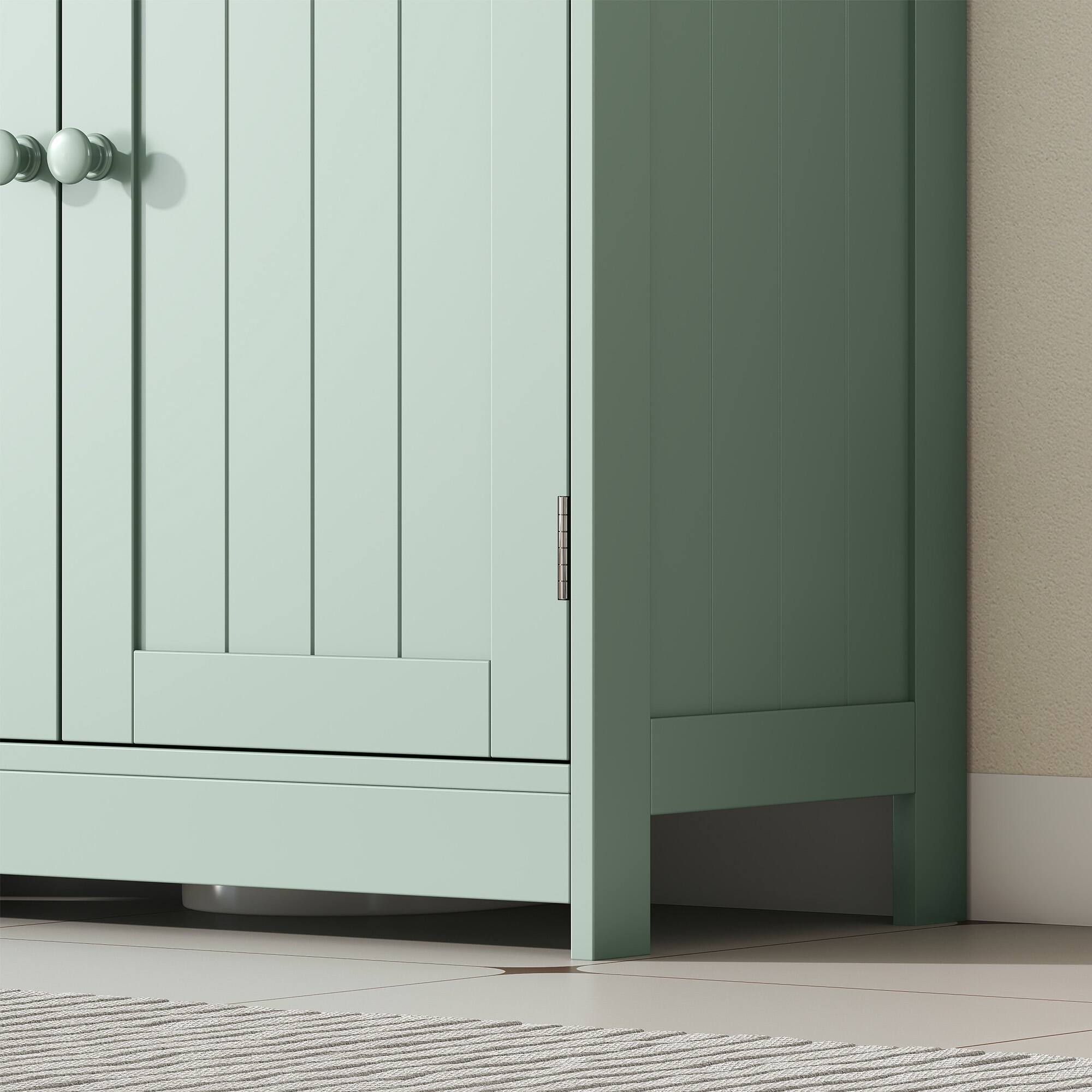 Alt View 5. Homcom - Under Sink Bathroom Cabinet, Pedestal Sink Storage Cabinet with 2 Doors, Shelf and U-Shape - Dark Green.
