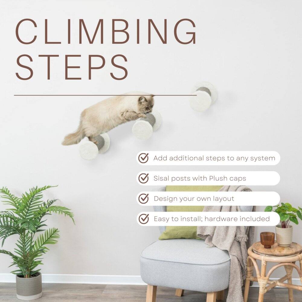 CLIMBING STEPS

- Add additional steps to any system
- Sisal posts with Plush caps
- Design your own layout
- Easy to install; hardware included