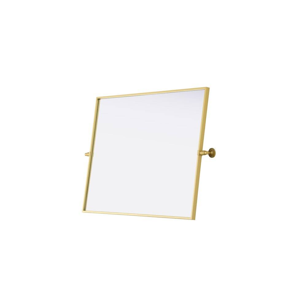 Left. Elegant Kitchen and Bath - Amoura 27X36 Pivot Mirror In Brass - Brass.