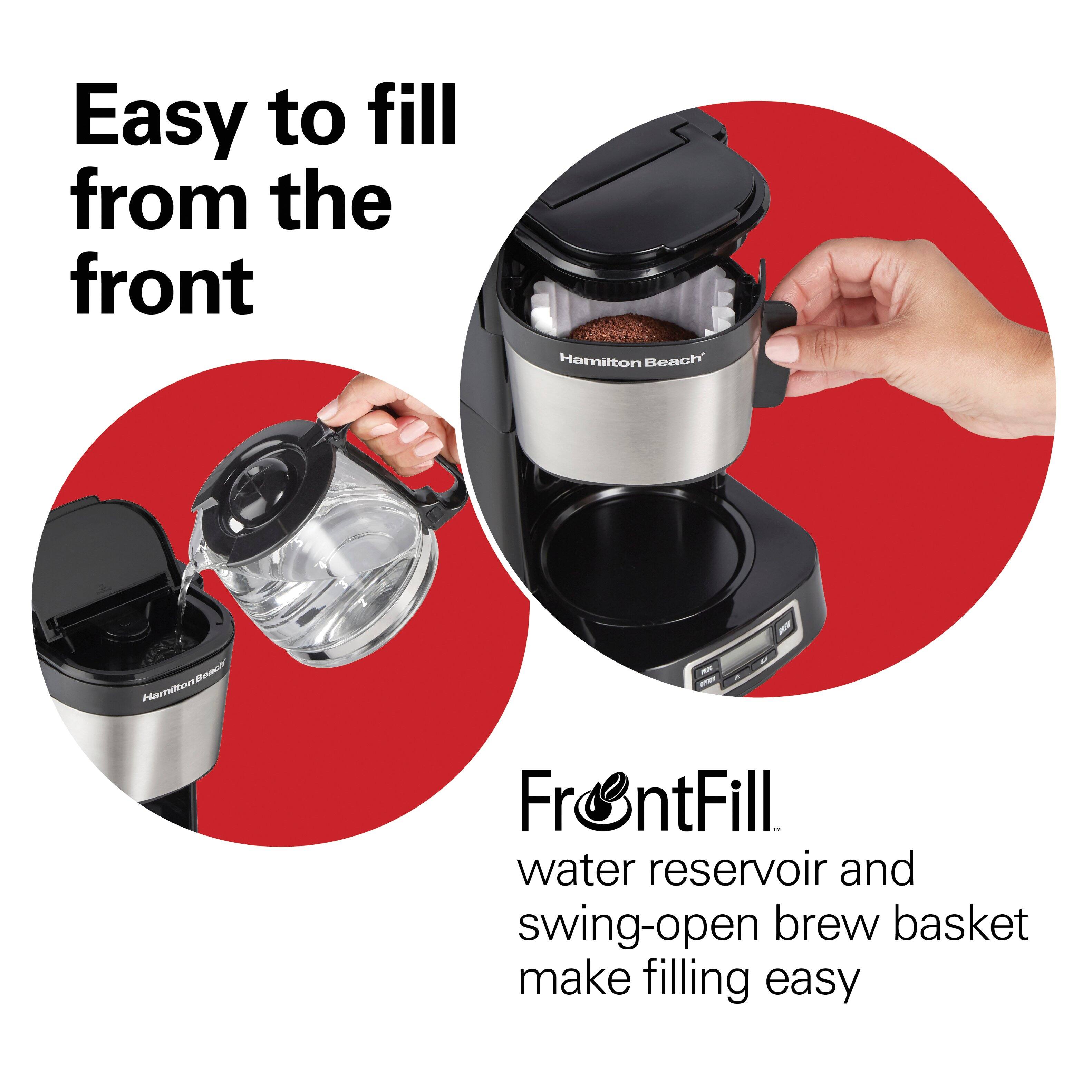 Easy to fill from the front

FrontFill
water reservoir and swing-open brew basket make filling easy