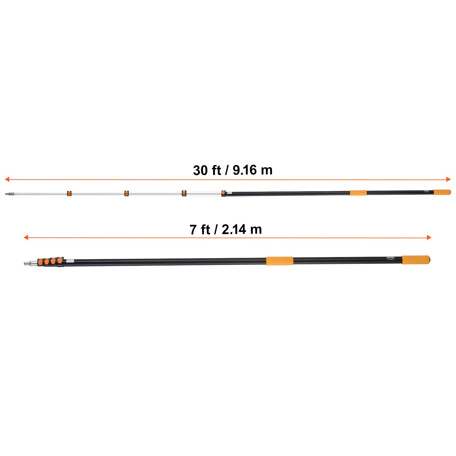 The corrected text is:

30 ft / 9.16 m  
7 ft / 2.14 m