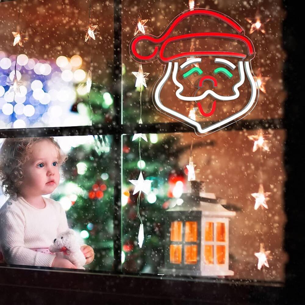 Alt View 1. PARKER SLATER - Santa Claus Neon Sign, USB LED Acrylic Christmas Light with Switch for Wall Decor & Parties - Santa Claus.