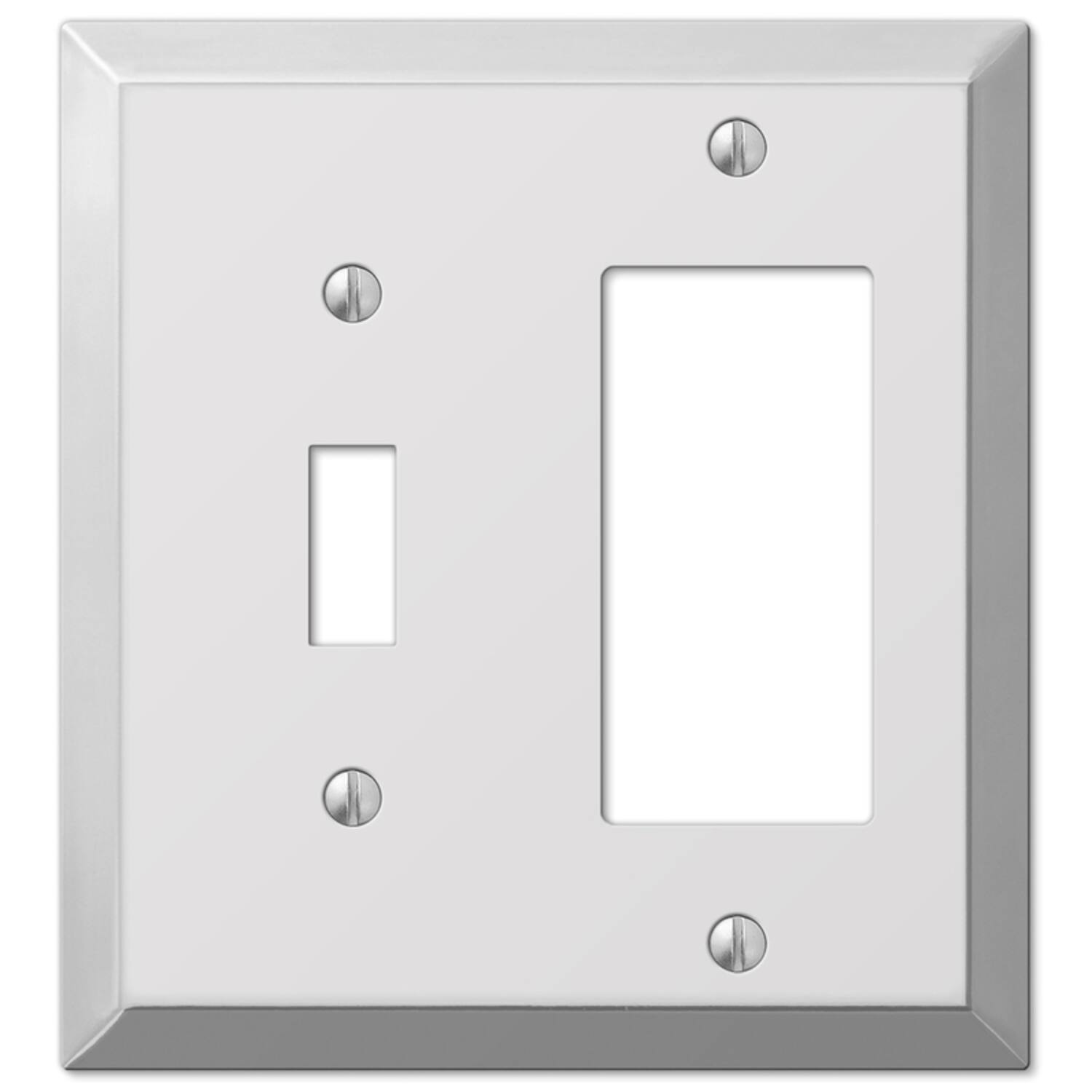 Angle. AMERELLE - Amerelle Century Polished Chrome 2 gang Stamped Steel Decorator/Toggle Wall Plate 1 pk - Chrome.