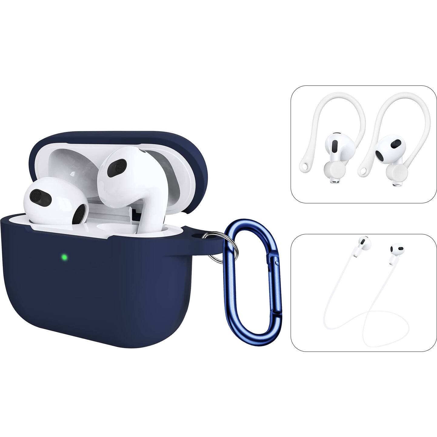 Alt View 11. SaharaCase - Venture Series Silicone Combo Kit Case for Apple AirPods (3rd Generation) - Blue.