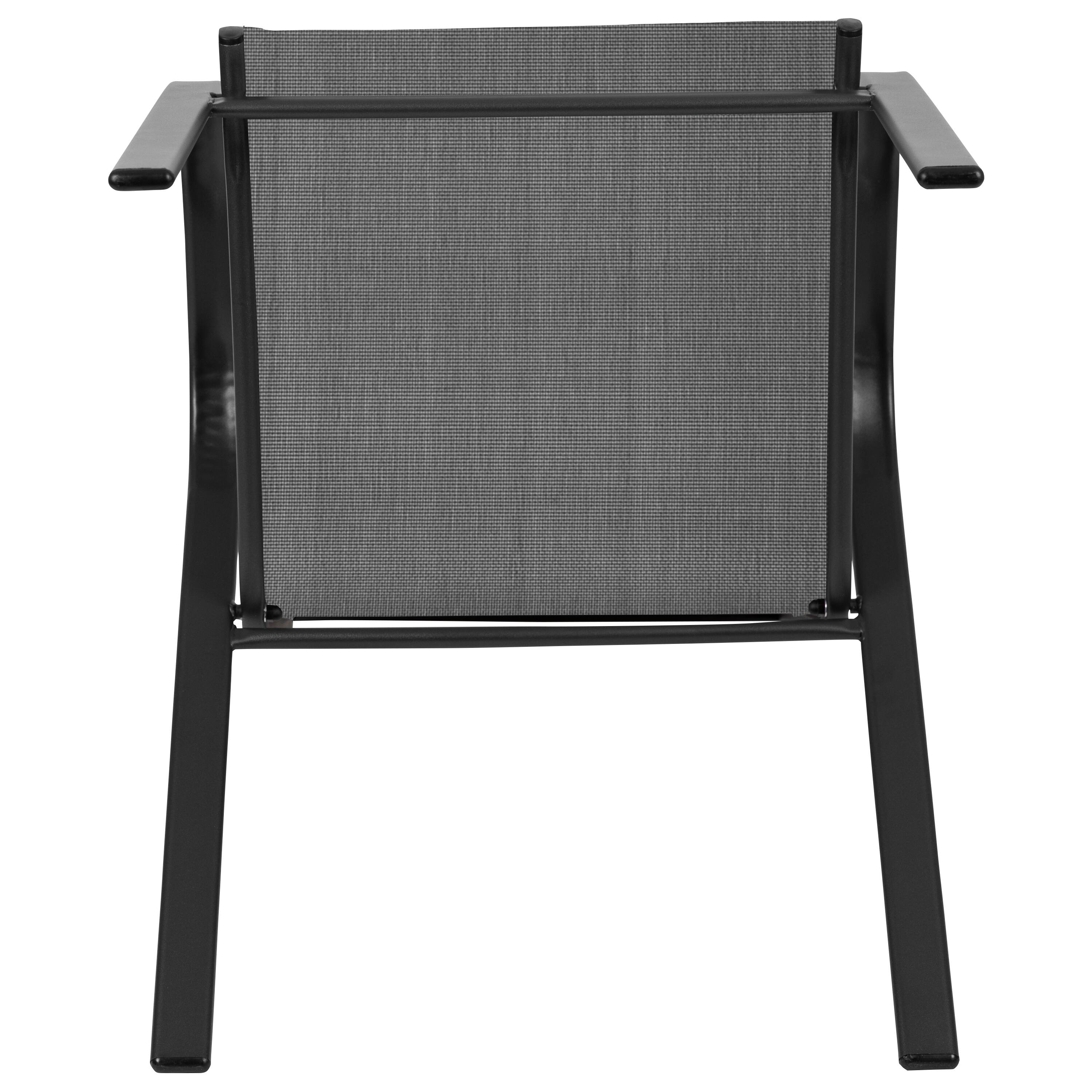 Alt View 10. Emma + Oliver - 5 Pack. Outdoor Stack Chair with Flex Comfort Material and Metal Frame - Black.