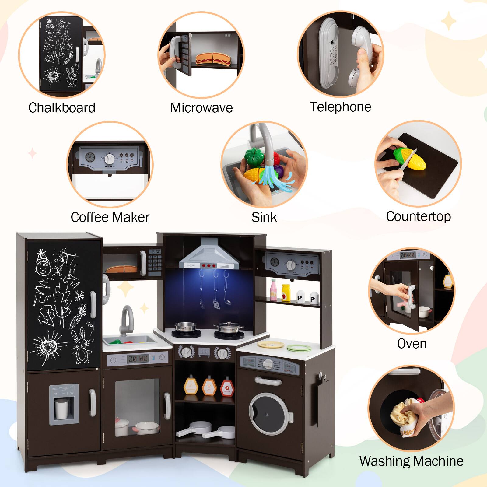 Chalkboard Microwave Telephone Coffee Maker Sink Countertop Oven Washing Machine