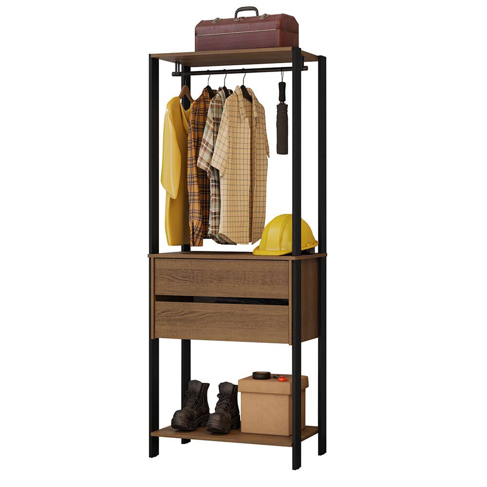 Front. Madesa - Madesa Garage Storage Rack with 2 Drawers and Hanging Space 27"L Multiuse Organization Cabinet for Tools - Black/Brown - Brown/Black.