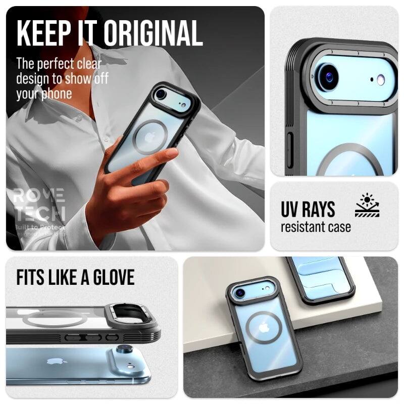 KEEP IT ORIGINAL  
The perfect clear design to show off your phone  

ROVE TECH  
Built to protect  

UV RAYS resistant case  

FITS LIKE A GLOVE