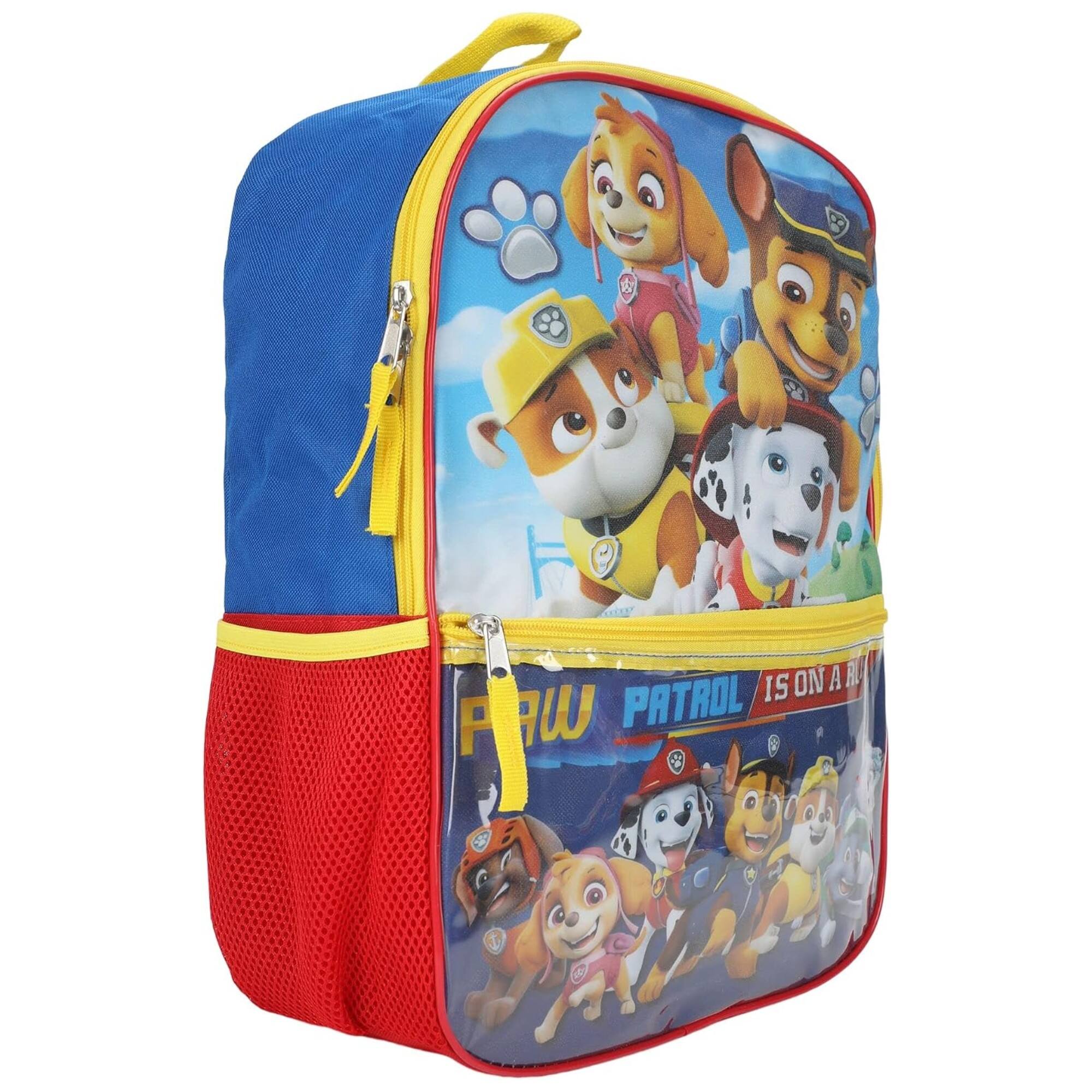 Alt View 3. Paw Patrol - Paw Patrol 16" School Backpack and Lunch Bag 5-Piece Set with a Keychain, Reusable Bottle, and 2 Zipper pouches - Blue.
