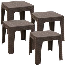 Sunnydaze - 18.5 in Plastic Square Patio Side Table - Set of 4 - Brown