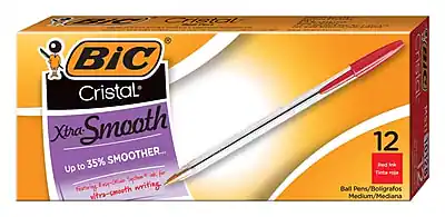 BIC Cristal Xtra Smooth
Up to 35% Smoother
Featuring Extra-Smooth Writing
Red Ink
12 Ball Pens/Bolígrafos Medium/Mediana