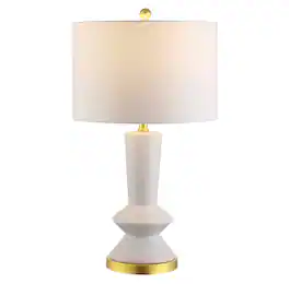 Jonathan Y - Ziggy 27" Contemporary Glam Ceramic/Iron LED Table Lamp - White/Gold Painting