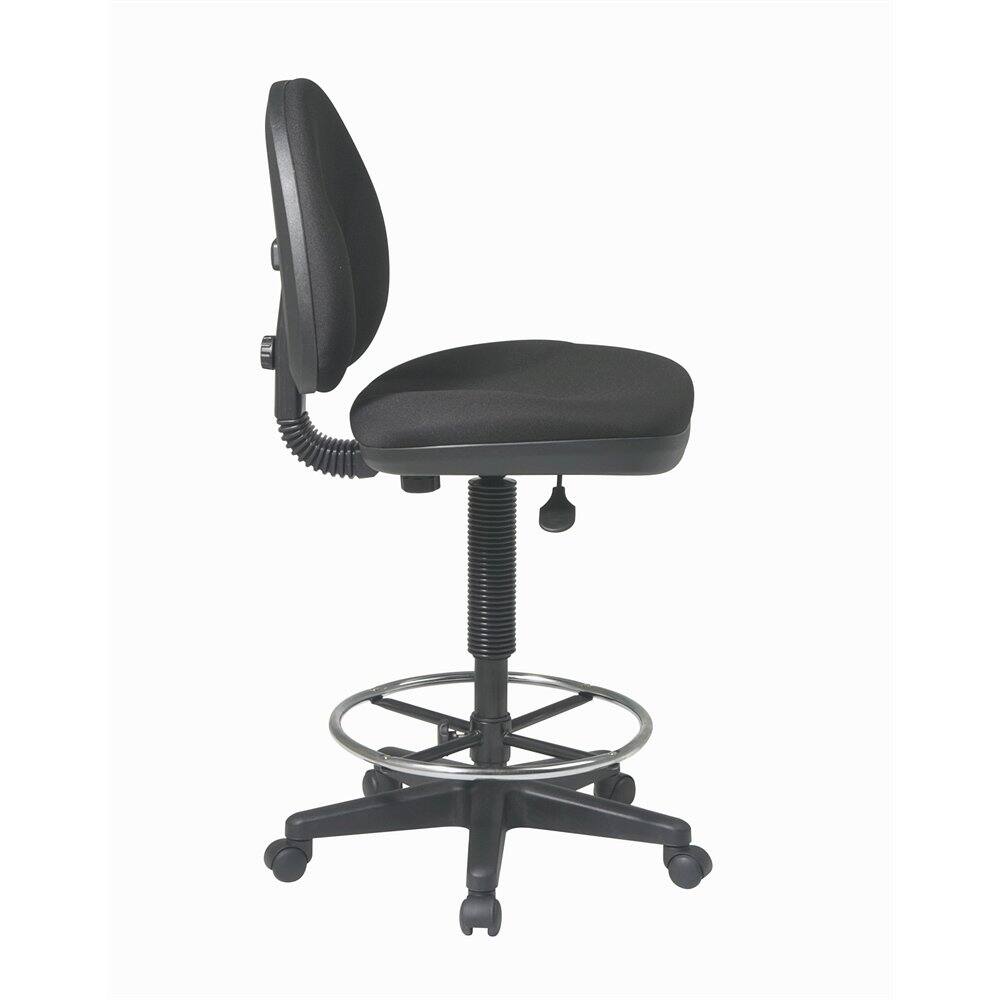 Angle. FurniFact - Tall Black Drafting Chair – High Office Chair With Sculptured Support - Black.