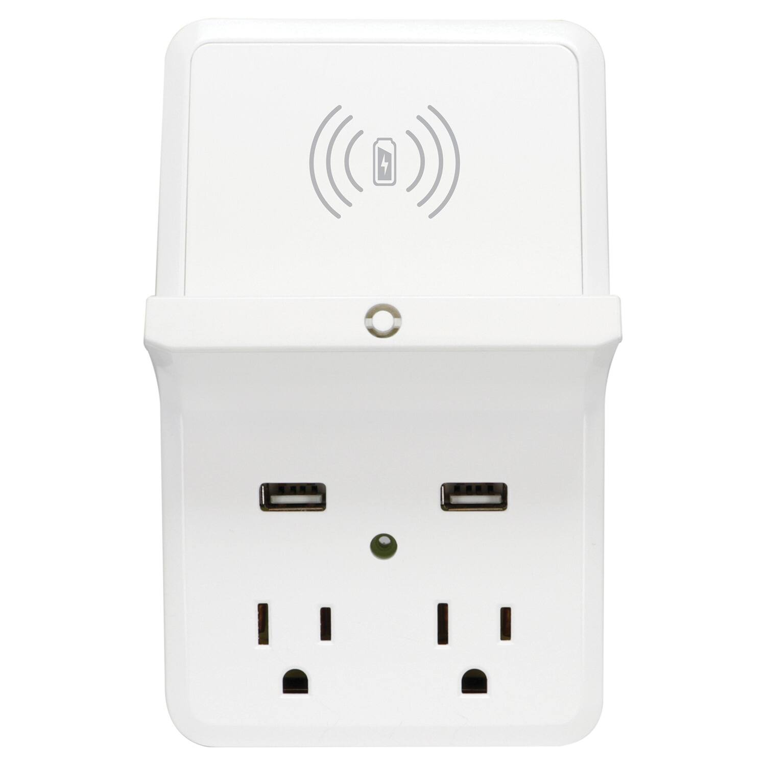 Back. PRIME - Prime Pbuwc01 Wireless-charging-dock Wall Tap With 2 Outlets And Dual Usb Charger - white.