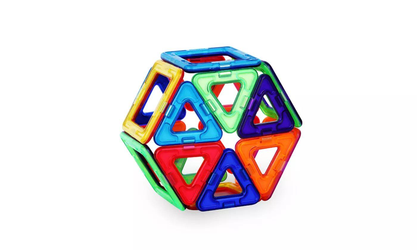 Link Kids Magnetic Building Blocks Tile Set with Storage Case 48 Piece ...