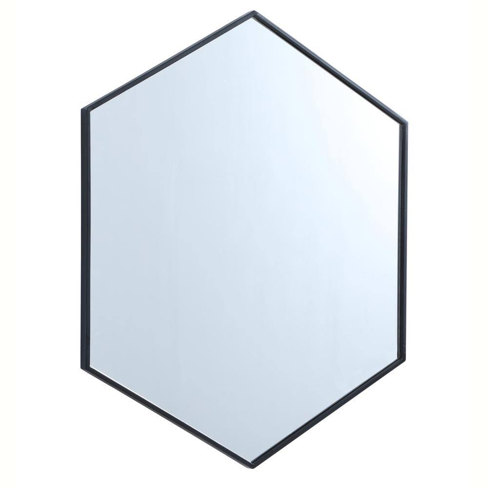 Alt View 1. Elegant Decor - Metal frame hexagon mirror 38 inch in Black - Black.