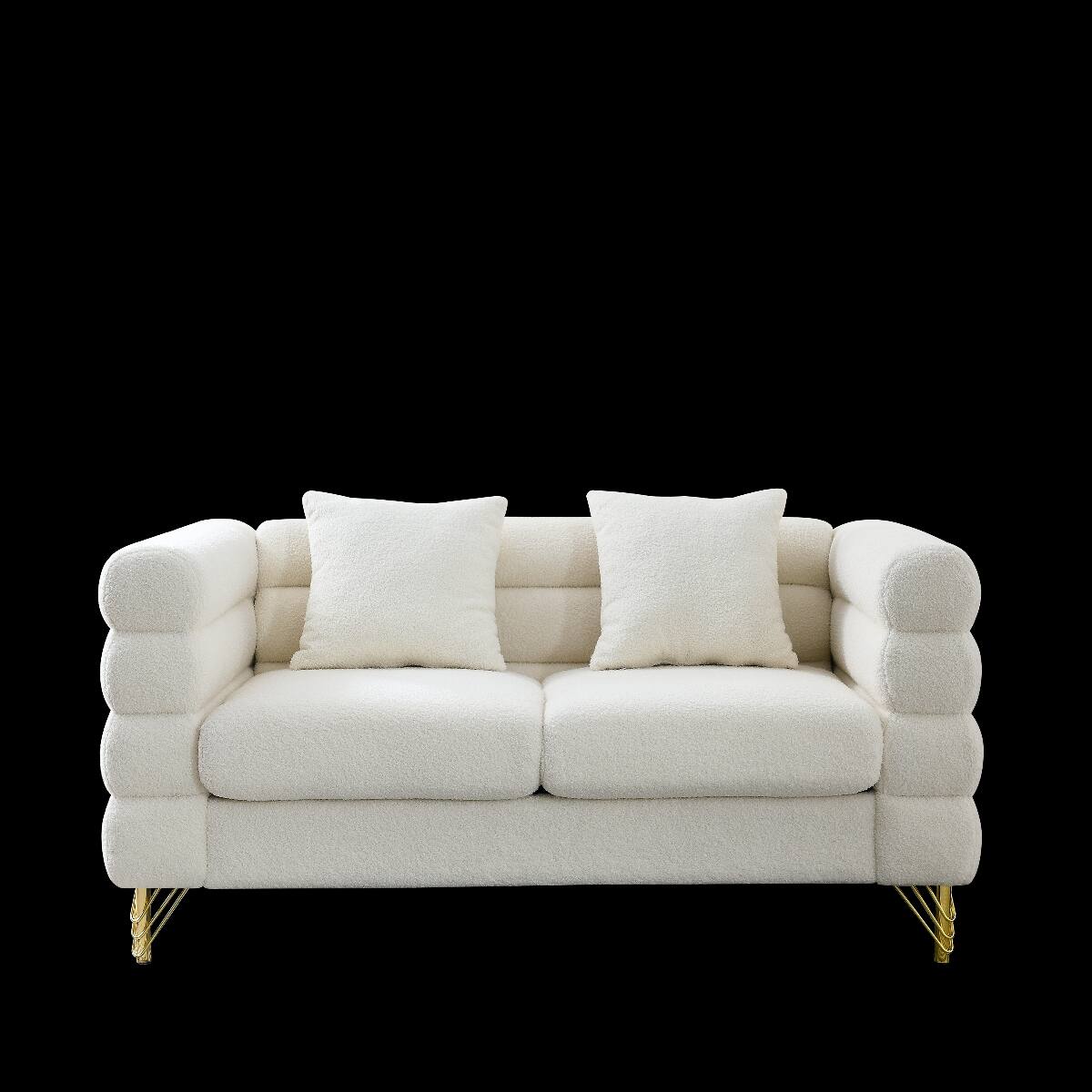 Alt View 2. Ropilly - Ropilly 60 Inch 2 Seater Sofa Ivory Teddy Upholstery Deep Seating for Living Room Bedroom - Ivory.