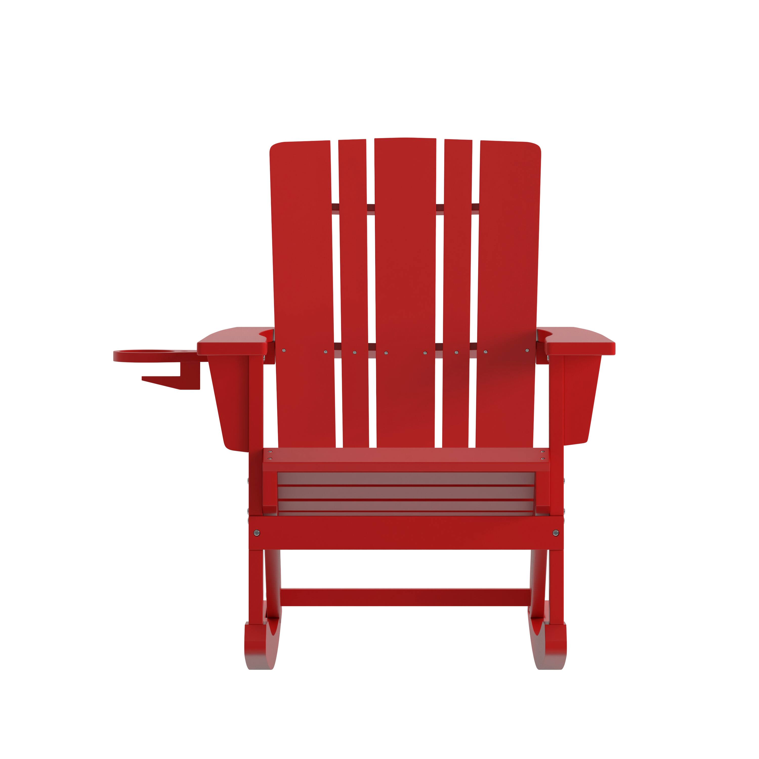 Alt View 9. Emma + Oliver - Haley Adirondack Rocking Chair with Cup Holder, Weather Resistant HDPE Adirondack Rocking Chair - Red.