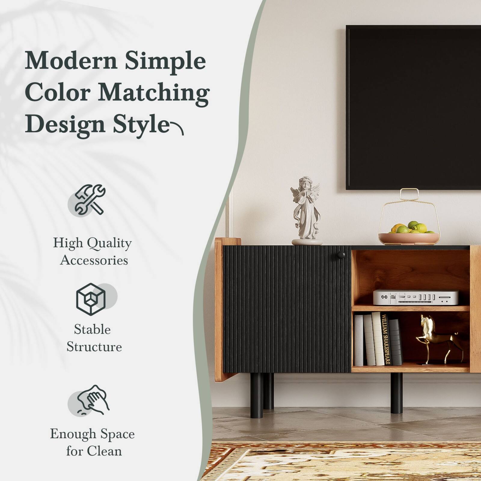 Modern Simple Color Matching Design Style

- High Quality Accessories
- Stable Structure
- Enough Space for Clean