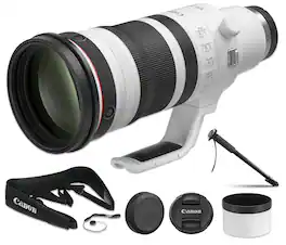 Canon - RF 100-300mm f/2.8L IS USM Lens (6055C002) Monopod Sports Wildlife Bundle - White