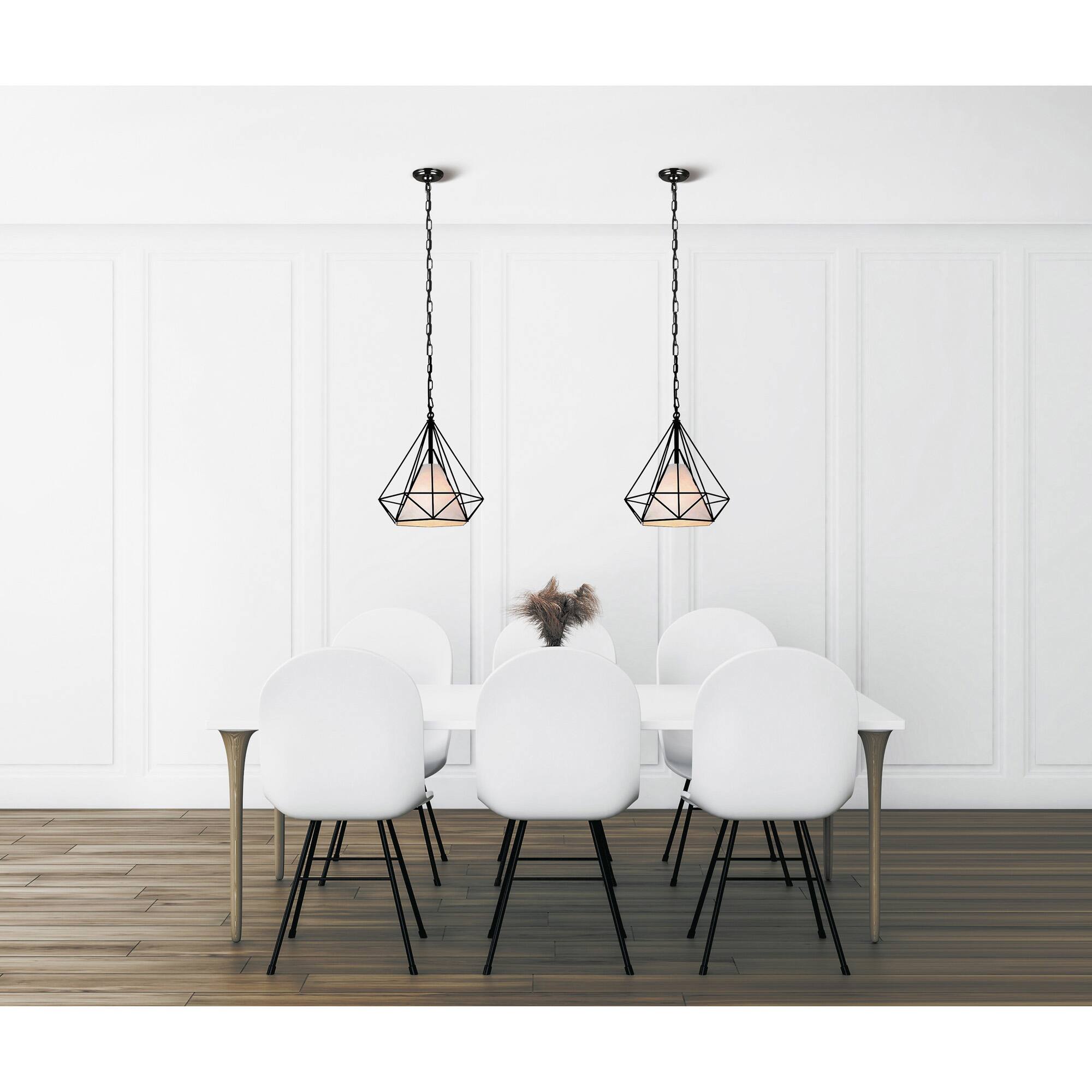 Alt View 2. CWI Lighting - Diamond 1 Light Down Pendant With Black Finish - Black.