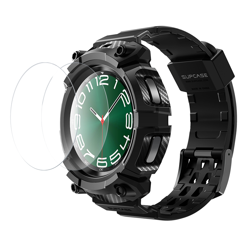 SUPCASE - UB PRO Rugged Wristband Case with Glass Screen Protectors for Galaxy Watch6 47mm - Black