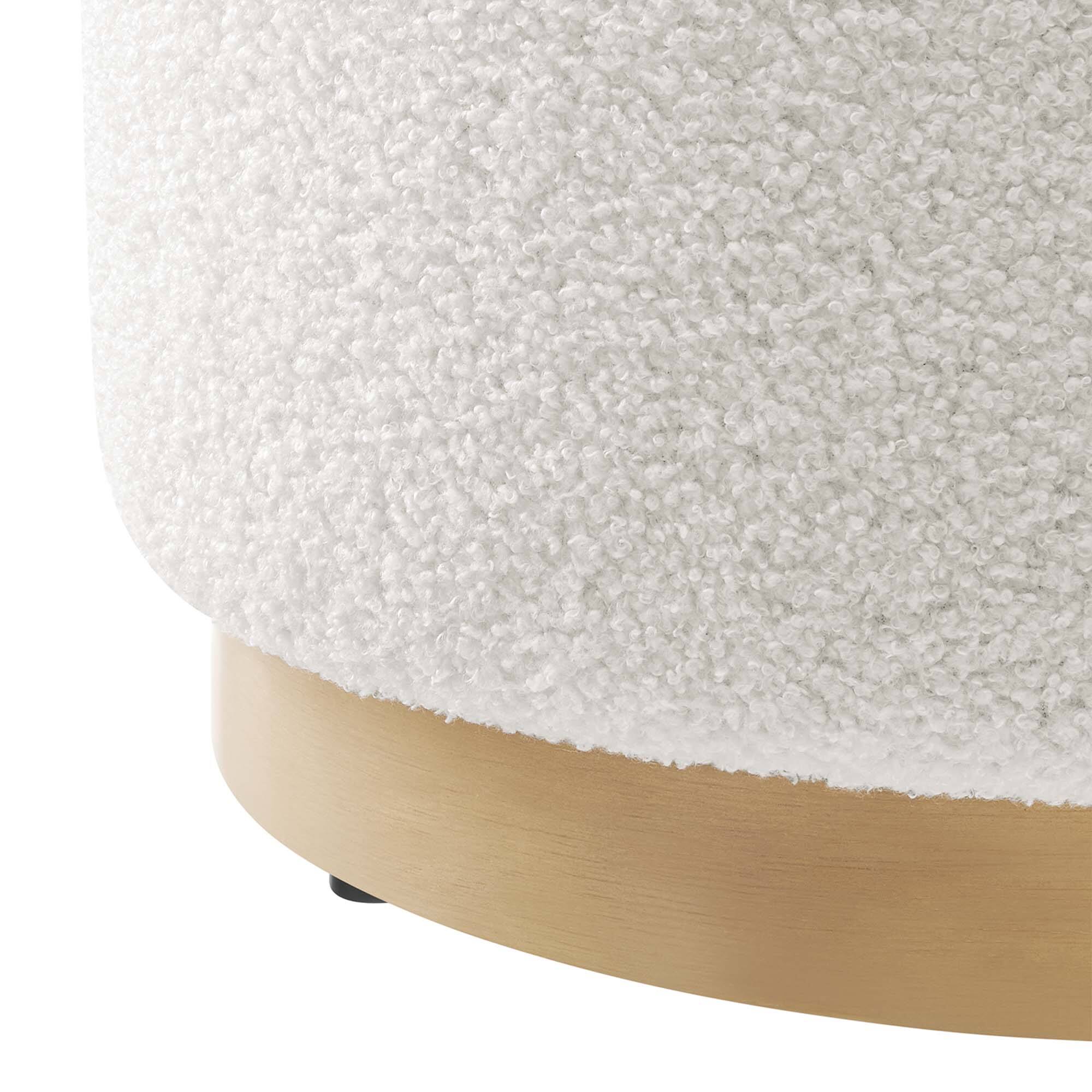 Alt View 4. Modway - Tilden 16" Round Sherpa Upholstered Ottoman by Modway - Ivory Natural.