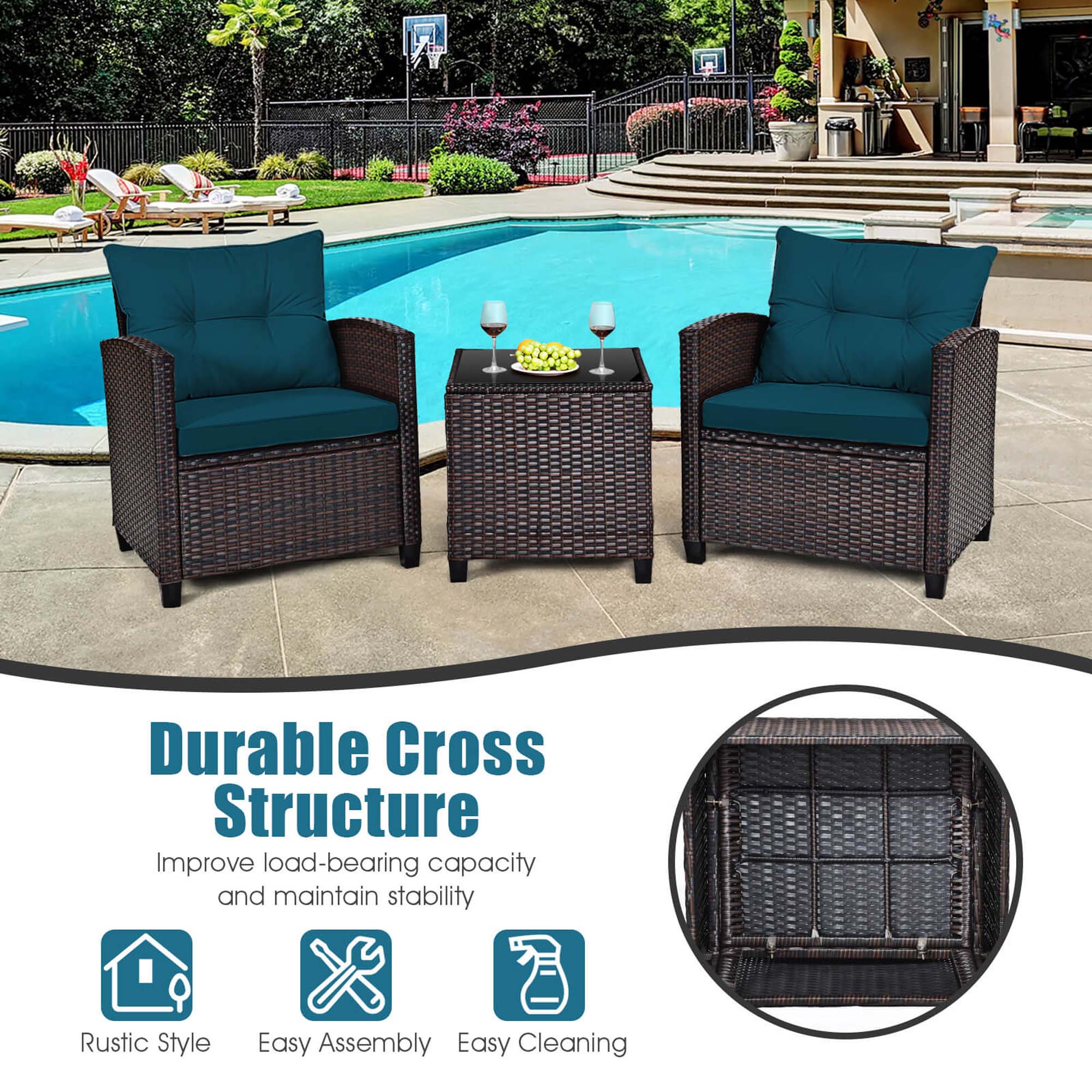 Durable Cross Structure: Improve load-bearing capacity and maintain stability. Rustic Style: Easy Assembly, Easy Cleaning.
