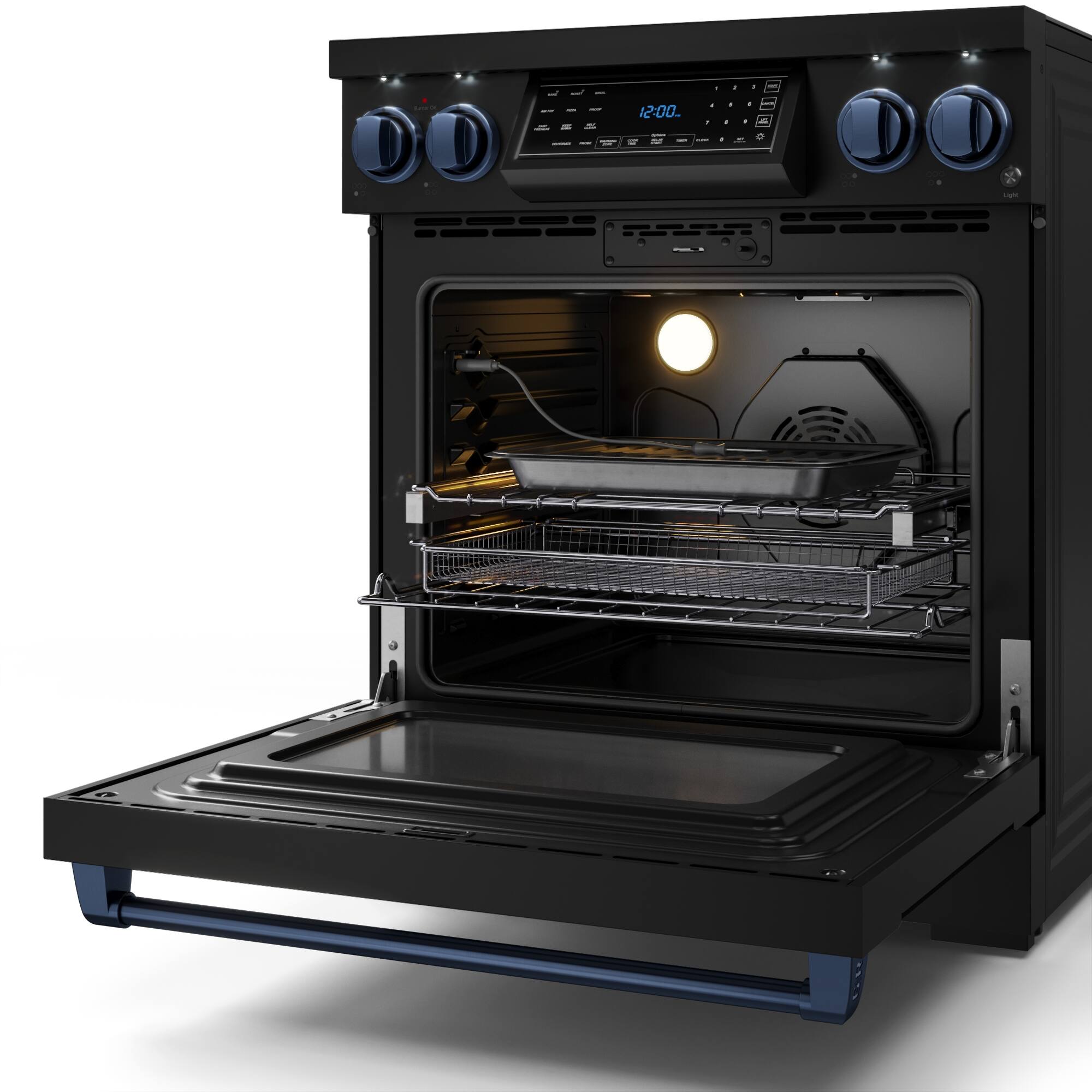 Alt View 12. Thor Kitchen - Gordon Ramsay Series by Thor Kitchen 4.55 Cu. Ft Freestanding Electric Range with Navy Blue Hardware - Black.