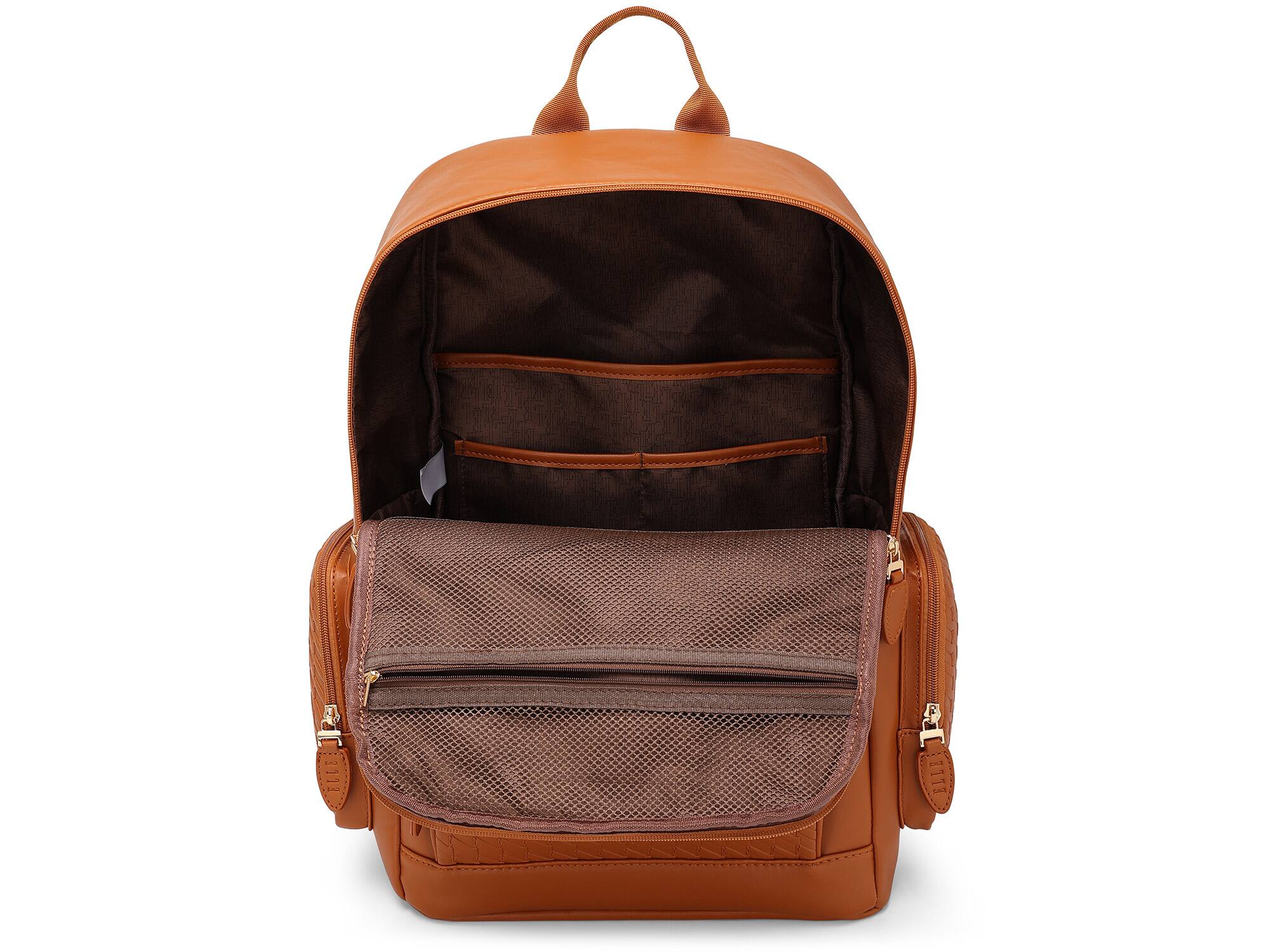Alt View 2. Elle - ELLE Leisure Luxe 27L Vegan Leather Backpack - Brown - Brown.